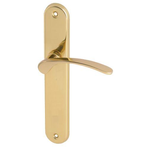 Ensemble double bequille sur plaque MORGAN - Laiton poli - Bec de cane