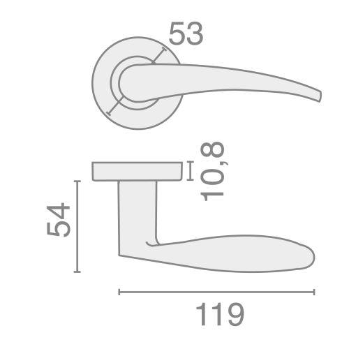 Béquille double massive sur rosace bec de cane JADE série 4004 - Inox