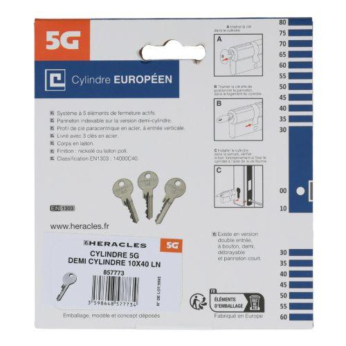 HERACLES ZL-C100011 cylindre à double entrée 5 goupilles 5G 30 x 40 mm laiton ni