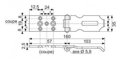 PORTE CADENAS + PONTET AZ 160MM MONIN 262070