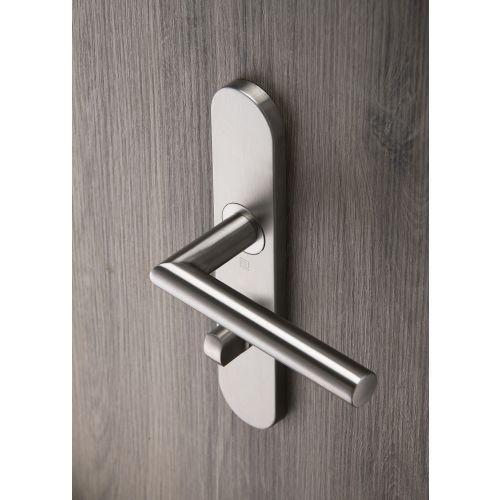 Ensemble double bequille sur plaque JADE série 1394 - voyant- inox brossé