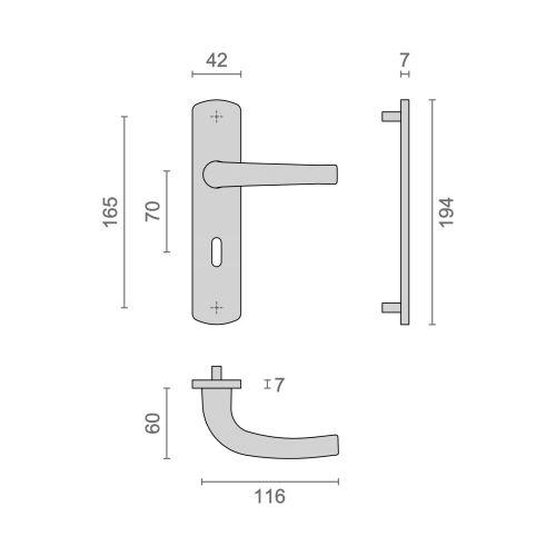 HERACLES B-SALOME-35 ensemble sur plaques entraxe 165 mm clé L argent SALOME HOM