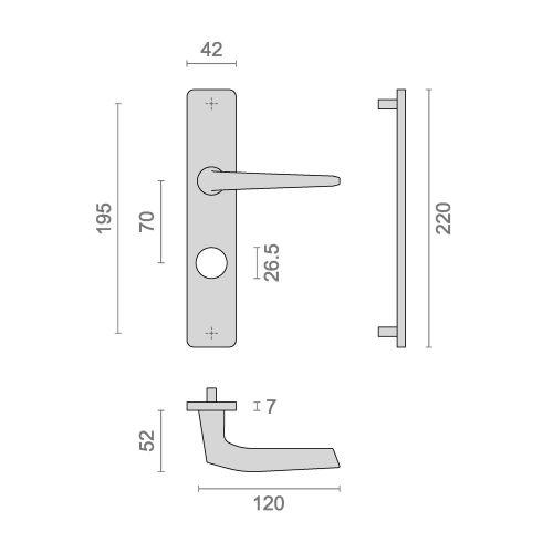 Ensemble double bequille sur plaque à trou diamètre 26,5mm argent HIONNA