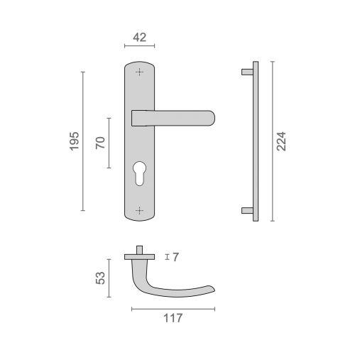 HERACLES B-ELFE-03 ensemble sur plaque entraxe 195 mm clé I chromé mat sur carte