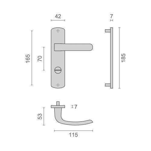 HERACLES B-ELFE-37 ensemble entraxe 165 mm condamnation chromé mat ELFE HOME
