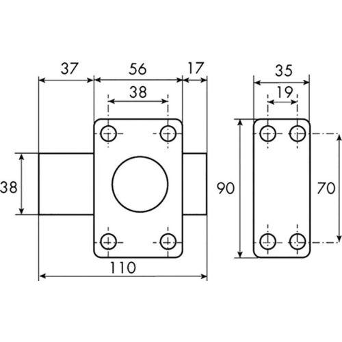 HERACLES 10022452HE1 verrou à bouton double entrée Iséo cylindre 45 mm s'entrouv