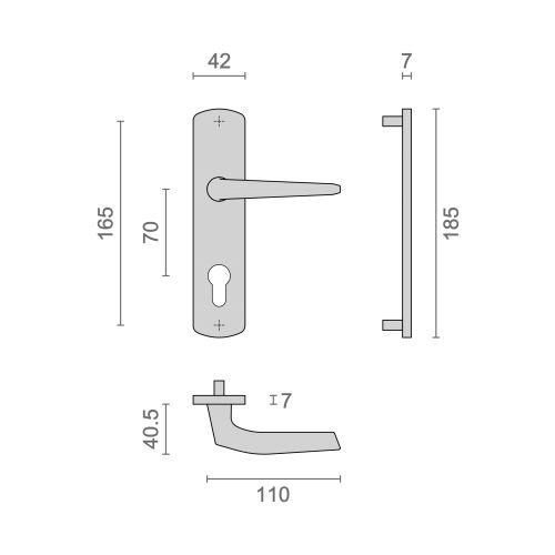 HERACLES B-KROM-12 ensemble sur petites plaques entraxe 70 mm palière clé I chro