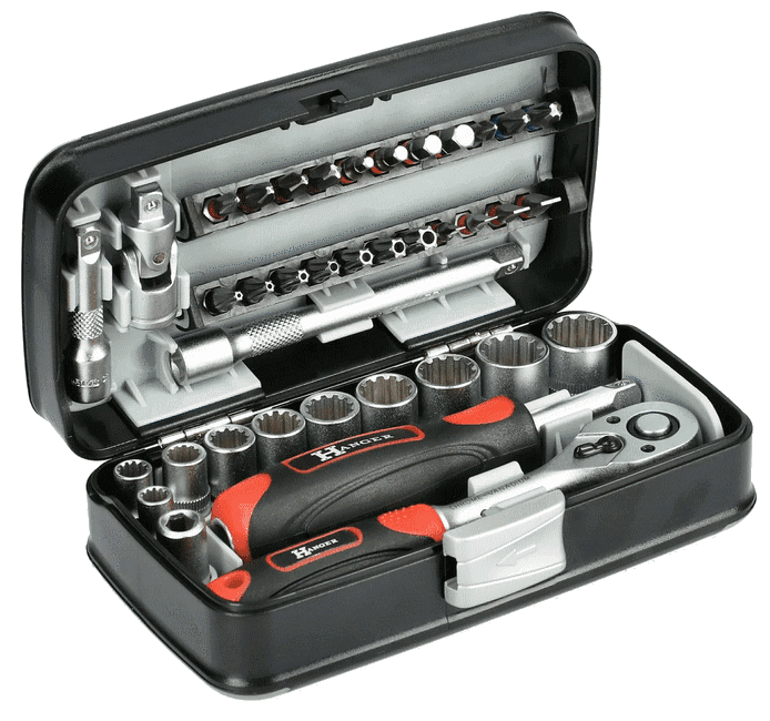 Coffret de douilles 1/4"" + embouts de vissage - 38 pièces - HANGER 251005