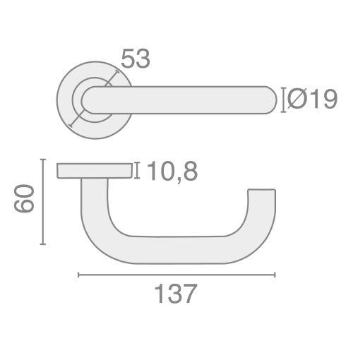 HERACLES B-INOX-02 béquille double sur rosace bec de cane inox 1294 JADE