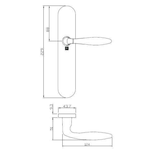 Ensemble double bequille sur plaque JADE série 1594 - Bec de Cane - inox