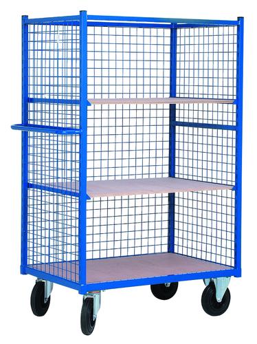 CHARIOT PLATEFORME 3 COTES GRILLAGES 2 ETAGERES