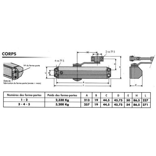 GROOM 50411X ferme-porte série GR010 force 4 fourni avec bras réglable