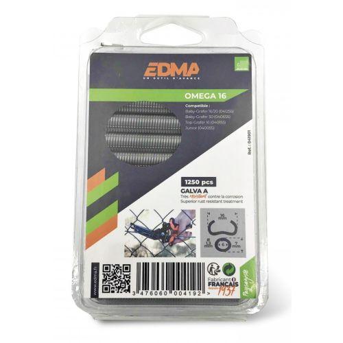 EDMA 041901 Agrafe à grillage OMEGA 16 mm Galva - boîte de 1250