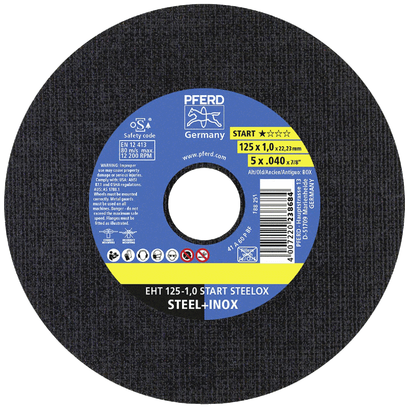 Malette Promotionnelle de 100 disques à tronçonner PFERD EHT 125-1,0 START STEEL