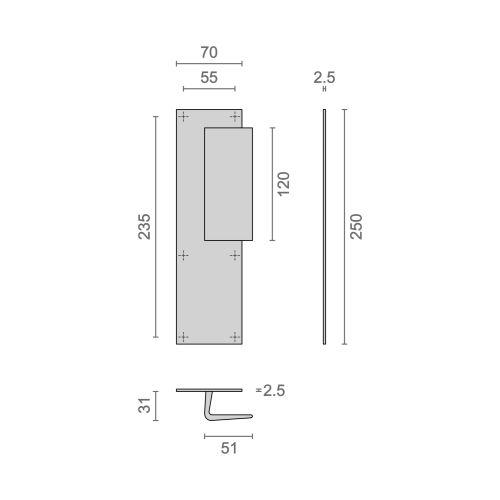 HERACLES I-231102 poignée palière 70 x 250 mm champagne HOME