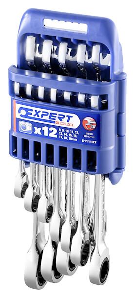 EXPERT - Jeu 12 cles mixtes a cliquet en rack pl
