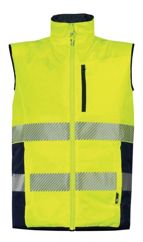BODYWARMER REVESIBLE HAUTE VISIBILITE JAUNE/MARINE TAILLE S A 3XL