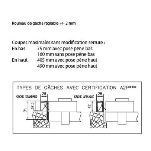 HERACLES VK0710H0204 Serrure carénée SERENIS 710 A2P*** gauche blanche GA avec e