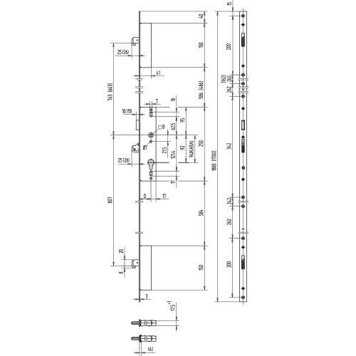 HERACLES WSS012523400426 serrure 3 points TF 750 coffre 45 mm axe 34 mm têtière