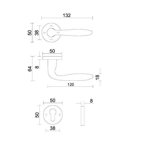 HERACLES NP1800G00101 kit béquille laiton satin nickelé pour SESAME