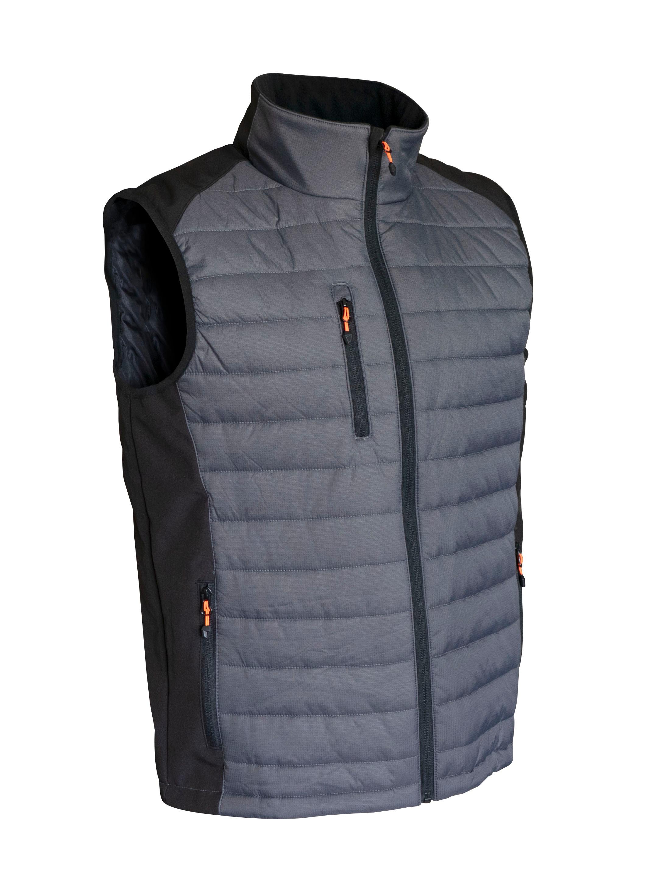 GILET MATELASSE COL OFFICIER GRIS/NOIR TAILLE S A 3XL