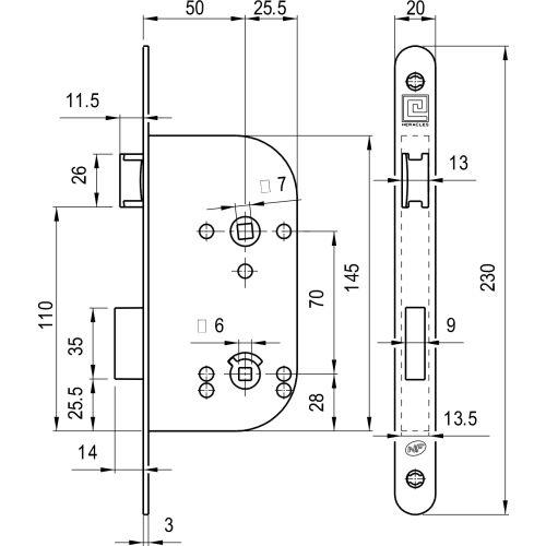 Coffre à larder monopoint Série L700-NF - Axe 50 MM - Condamnation - Noir