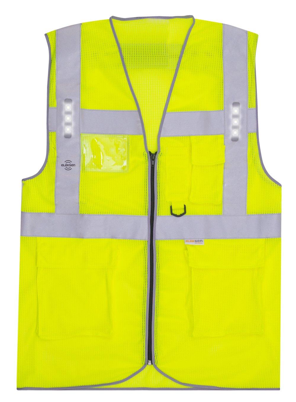 GILET HAUTE VISIBILITE MULTIPOCHES A LED JAUNE TAILLE M A 3XL
