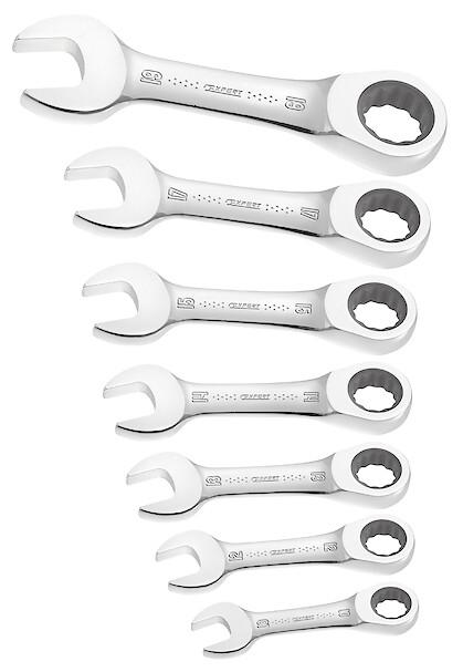 EXPERT - Jeu de 7 cles mixtes a cliquet courtes metriques