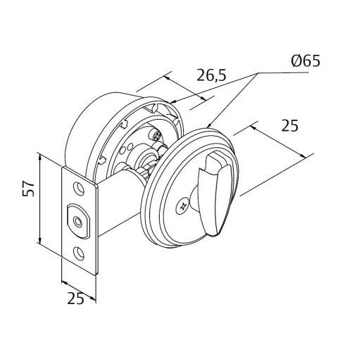 HERACLES HTV516U0CM verrou tubulaire à axe réglable 60 - 70 mm chromé mat