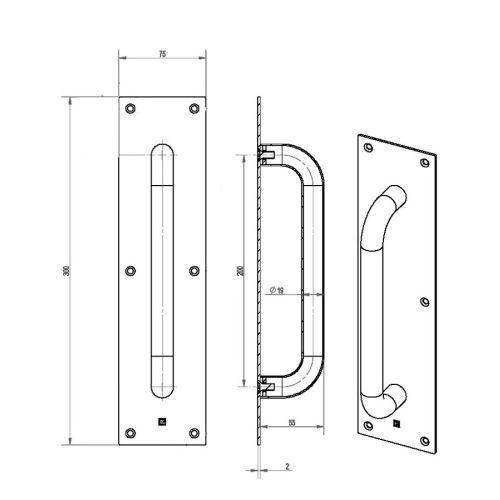 Poignée sur plaque tirage inox brossé - JADE - Inox