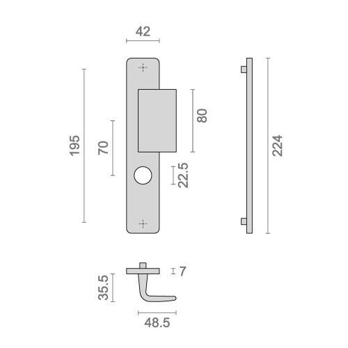 Ensemble Palière sur plaque à trou diamètre 22,5 mm palière champag