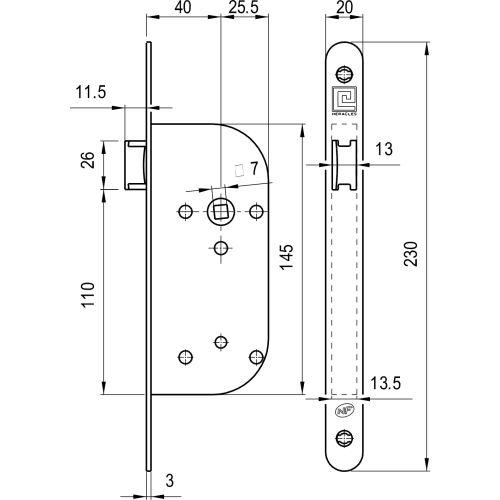 Coffre à larder monopoint Série L400NF - Axe 40 MM - Bec de cane - Noir