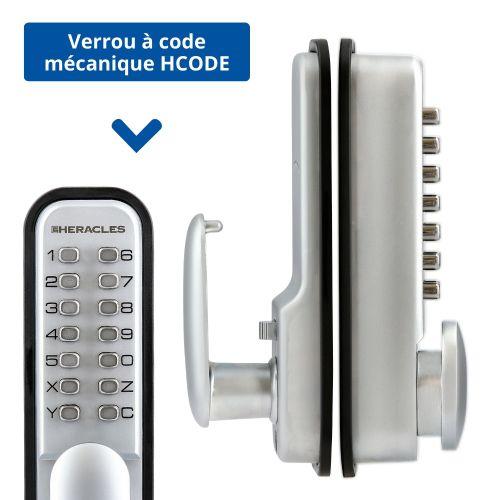 HERACLES HCODE-E serrure à code mécanique à larder pêne demi-tour réversible HCO