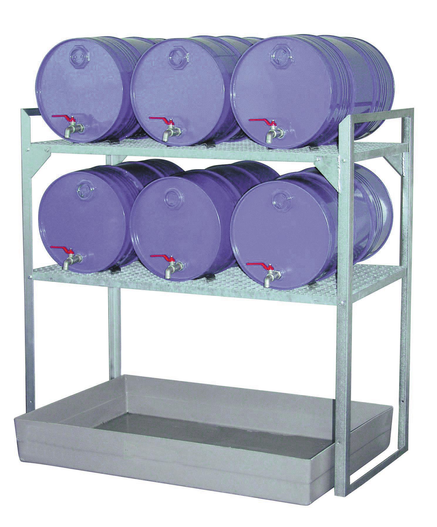 RAYONNAGE LOURD POUR FUTS AVEC RETENTION 200 LITRES