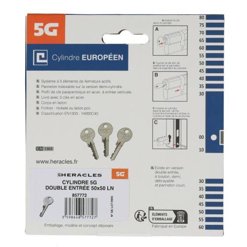 HERACLES ZL-C100011 cylindre à double entrée 5 goupilles 5G 30 x 40 mm laiton ni