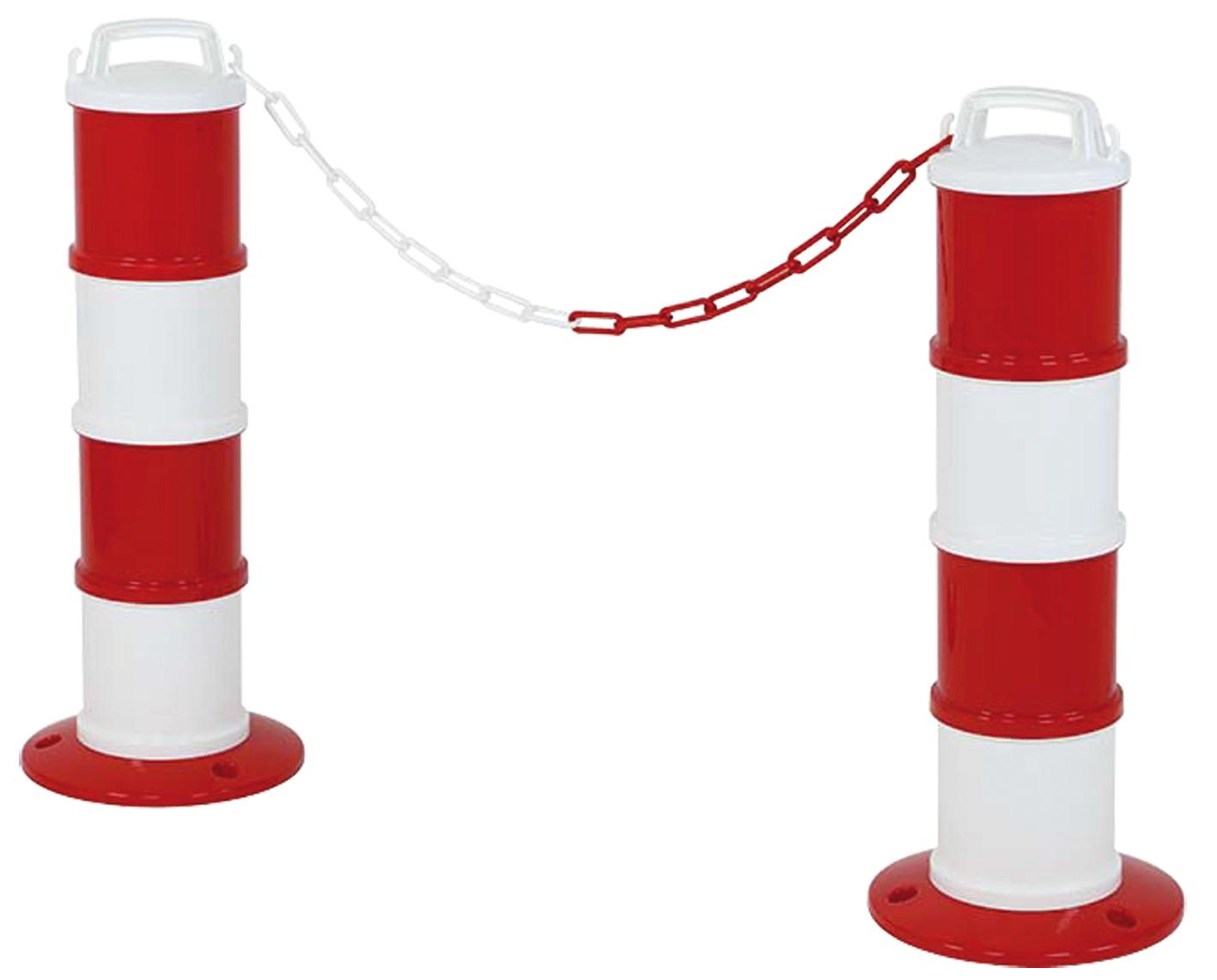 2 BALISES + 2X5M CHAINE ROUGE/BLANC
