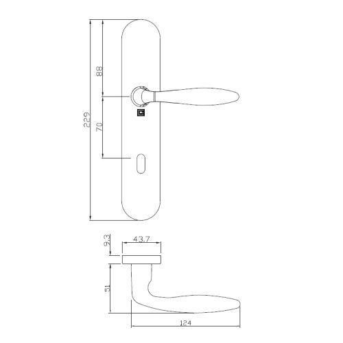 Ensemble double bequille sur plaque JADE série 1594 - Clé L - inox