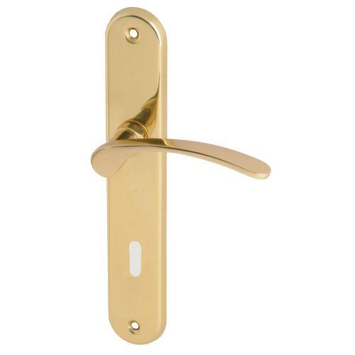 Ensemble double bequille sur plaque MORGAN - Laiton poli - Clé L