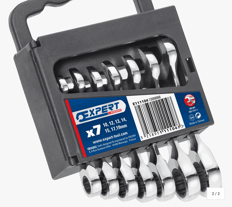 EXPERT - Jeu de 7 cles mixtes a cliquet courtes metriques