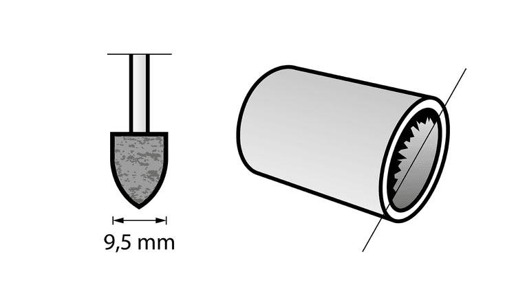 Meule à rectifier en oxyde d’aluminium 9,5 mm (952)