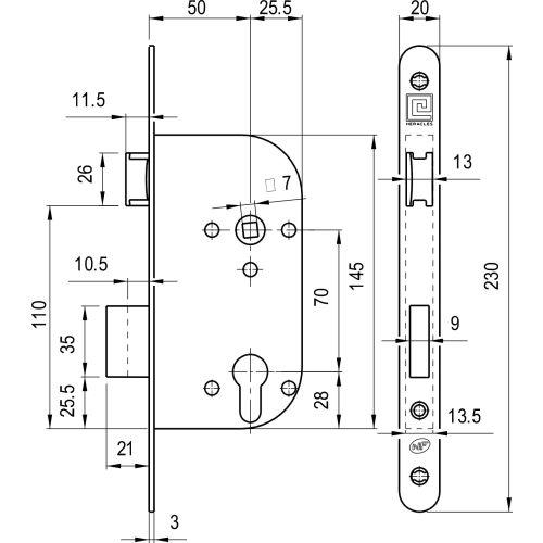 Coffre à larder monopoint Série L600-NF - Axe 50 MM - Clé I - Blanc