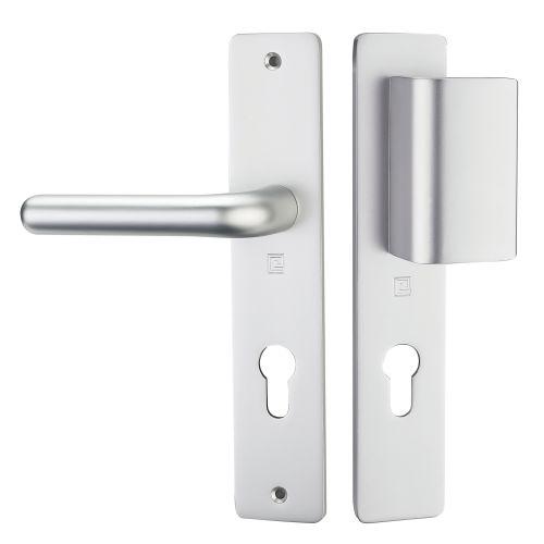 Ensemble double bequille sur plaque XENIA - Aluminium - Argent - Clé I et palièr