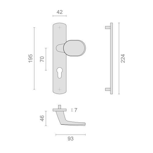 HERACLES B-ELFE-10 ensemble sur plaque entraxe 195 mm palière clé I chromé mat E