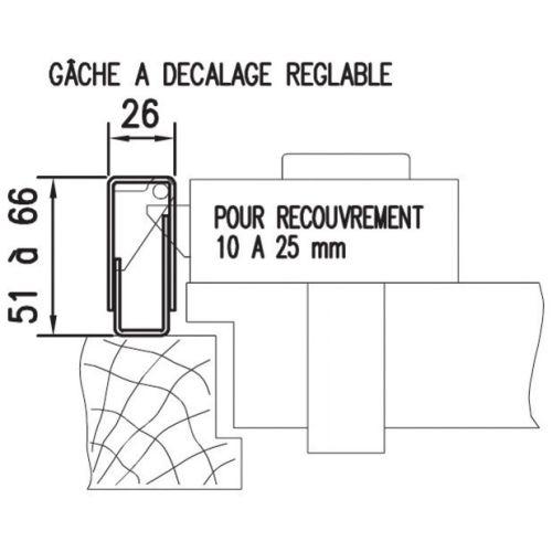 HERACLES NPGACHS0042 gâche recouvrement Sésame 1 droite marron