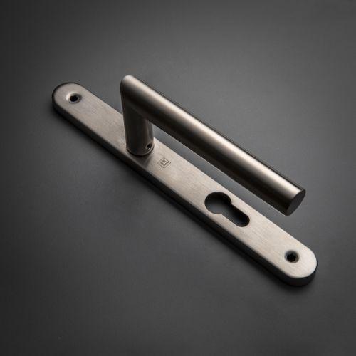 Ensemble double bequille sur plaque JADE série 1394 - Clé I - inox - Etroite