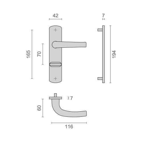 HERACLES B-SALOME-38 ensemble sur plaques entraxe 165 mm bec de cane à condamnat