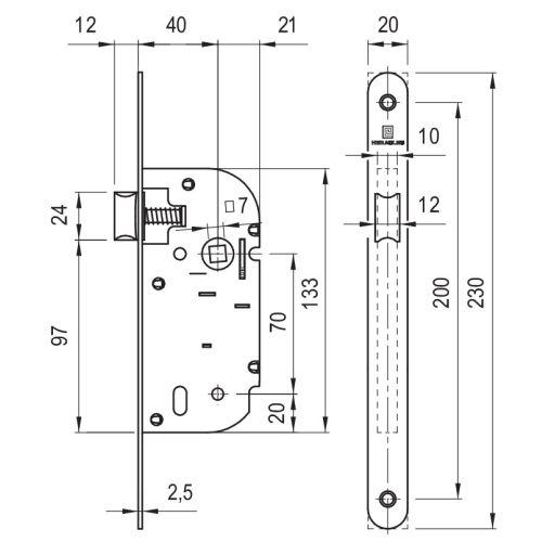 Coffre à larder monopoint étroit Série L100NF - Axe 40 MM - Bec de cane - Blanc