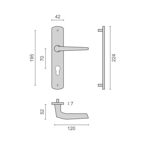 HERACLES B-KROM-02 ensemble sur grande plaque entraxe 195 mm clé I chromé KROM H