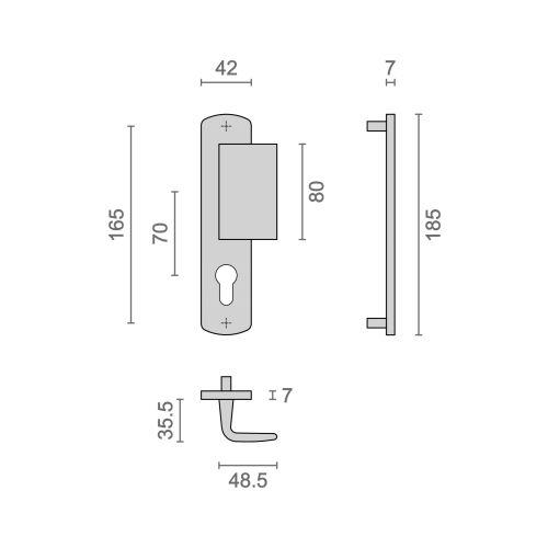 HERACLES B-KROM-12 ensemble sur petites plaques entraxe 70 mm palière clé I chro