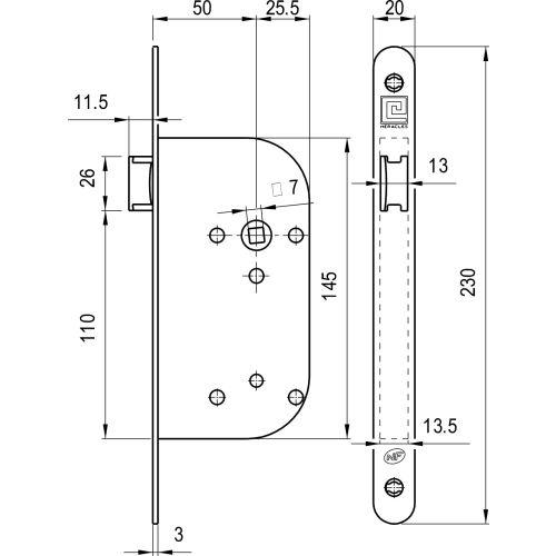 Coffre à larder monopoint Série L700-NF - Axe 50 MM - Bec de cane - Noir